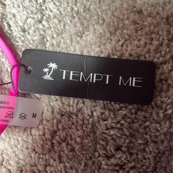 New Tempt Me string bikini neon hot pink swim bra size medium - Picture 4 of 6